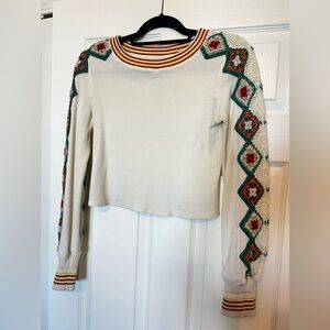 We The Free Embroidered Thermal Long Sleeve Crop